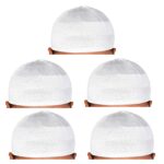 Islamic Prayer Kufi Muslim Cap for Men or boy namaz topi for namaz (5 Cap) White - Image 2