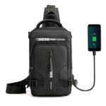 JBB Waterproof Sling Bag Crossbody Backpack for Men Women Multipurpose Waist Pack with USB Charging Port for Hiking Walking Black, Black, Modern - Image 2