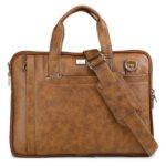 K London 14 Inches Slim Tan Vegan Leather Expandable Unisex Laptop|MacBook Shoulder|Messenger|Office|Travel|Business Bag for Men & Women(1808-tan) - Image 2
