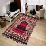 KETOSTICS® Anti-Skid Chenille Muslim Islamic Jainamaz/Prayer Mat, Foldable 4x2 feet (RED Black) - Image 2