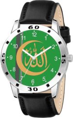 KIARVI GALLERY Men’s Analog Casual Wrist Watch – Classic Stylish Design for Office & Casual Wear Design No GRN AVIO Islamic_BLK LTHR - Image 2
