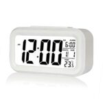 Kadio Digital Alarm Clock,Battery Operated Small Desk Clocks,with Date,Indoor Temperature,Smart Night Light,LCD Electronic Clock for Bedroom Home Office - White (KDwhite) - Image 2