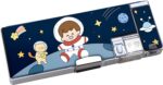KiddieWorld Magnetic School Students Pencil Box, Inbuilt Sharpenar Cute Cartoon Stationary Compass for Boys, Double Side Geometry Case for Kids, Best for Gifts (Space Compass 3) - Image 2