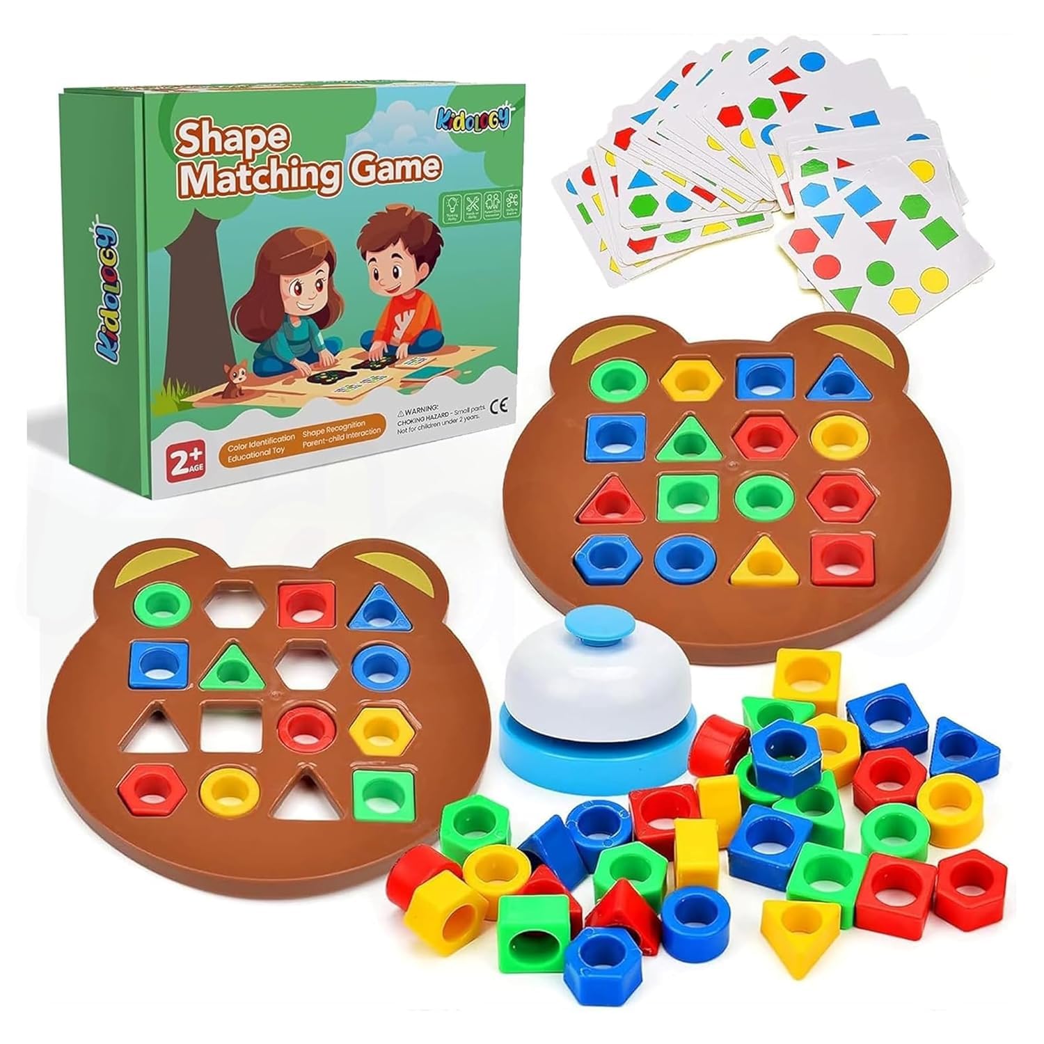 Kidology Geometric Shape and Color Matching Puzzle Board Game with Bell for Kids 3+ Years | Sensory Educational, Fun and Learning Toy for Children | Ideal for Gifting, Multicolor - Image 2