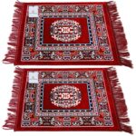 Kuber Industries 2 Pieces Velvet Prayer Mat/Aasan/Pooja Mat/Meditation Mat/Multipurpose Velvet Rectangular Rug Mat 2 Ft X 2 Ft (Maroon) Ctktc33909 - Image 2