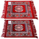 Kuber Industries 2 Pieces Velvet Prayer Mat/Aasan/Pooja Mat/Meditation Mat/Multipurpose Velvet Rug Mat 2 Ft X 2 Ft (Red & Maroon) CTKTC33954 - Image 2