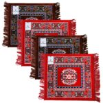 Kuber Industries 4 Pieces Velvet Prayer Mat/Aasan/Pooja Mat/Meditation Mat/Multipurpose Velvet Rug Mat 2 Ft X 2 Ft (Brown & Red) CTKTC33975, Standard - Image 2