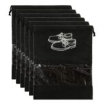 Kuber Industries Shoe Cover for Traveling|Non Woven Drawstring Bag|Shoe Bags for Shoes, Slipper, Heels|Transparent Window|Pack of 6 (Black) - Image 2