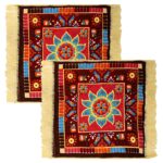 Kuber Industries Velvet Aasan Mat | Meditation Carpet Mat | Small Multicolor Pack of 2 - Image 2