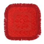 Kuber Industries Velvet Flower Print Pooja Aasan/Prayer Aasan/Meditation Mat for Home (Red) 54KM4128 - Image 2