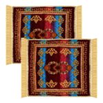 Kuber Industries Velvet Prayer Mat - Meditation Carpet, Pooja Aasan, Flower Square Traditional Mat - Small, Multicolor (Pack of 2) - Image 2