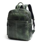 MaheTri Luxury Italian Leather Laptop Backpack for Men (15.6") | Leather Backpack with Padded & Adjustable Straps | Padded Tablet & Laptop Sleeve | Travel, College Bag | Green & Tan - Image 2