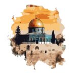 Masjid Al-Aqsa Wall Art, Islamic Watercolor Print, Dome of the Rock, 60 x 60 CM, Modern Muslim Home Décor, Vinyl Wall Sticker - Image 2