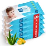 Mee Mee Wet Wipes for Baby Skin with Aloe Vera | 72 Wipes x Pack of 5-360 Wipes | Paraben Free, Fragrance Free, pH Balanced, Dermatologically Safe, Baby Wipes Combo - Image 2
