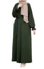 Mehandi Plain Abaya Burqa For Women Without Dupatta Islamic Naqab Stylish Dubai Abaya Fashion - Image 2