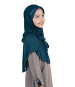 Mehar Little Nidha Hijab for Girls – Embellished with Embroidery, Rhinestones & Ruffled Surronding Design – Elegant Islamic Modest Wear - Image 2