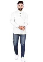 Men's Solid Cotton Full Sleeve Mandarian Collar Ethinic Wear Short Kurta (S_C_20174) - Image 2
