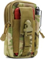 Military Camouflage Tactical Waist Pouch Mobile Phone Holder for Men with Dual Zipper Compartments and Belt Loop Holster for Outdoor Hiking (Pack of 1) - Image 2