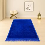 Modern Premium Janamaz Prayer Mat Musalla Soft Velvet Mat For Salah Musallah And Namaz, 20 Cm, 10, Blue, Rectangular - Image 2