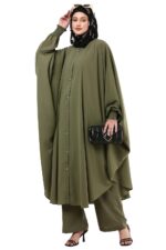Modest Co-Ord Set for Women - Loose Fit Front Open Free Size Kaftan Top with Trouser - Image 2