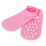 Moisturizing Gel Heel Socks with Anti Slip Rubber Footprints, Pink Open Toe Foot Care Socks (2 Pieces) - Image 2