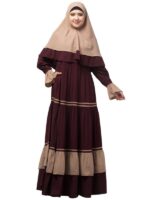 Muslim Closet� Umbrella Abaya With Dual Color And Striped Design - Made with Nida Matte for Women and Girls. - Image 2
