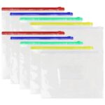 Mustar 10 pcs A5 Size Zipper File Bags, Zippered Plastic Poly Envelope, Transparent Zip PVC Pouch Document Filing Folder, Invoice Bill Zipper Bag Pencil Pouch Bag,5 Assorted - Image 2