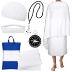 Namalu Islamic Men's Ihram Set Includes 1 Set of 2 Pcs Seamless Hajj Towel 110 x 210cm Ahram 1 Ihram Belt Waist Packs 1 Kufi hat 1 Tawaf Prayer Beads 1 Compass for Muslim Hajj Pilgrimage Eid Gifts - Image 2