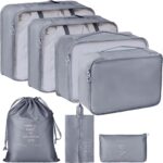 New Toiletry Bag 7 In 1 Travel Organizer Set Packing Cubes For Clothes Travel Essentials Pouch Travel Organizer And Packing Bags For Efficient Packing (Grey) - Image 2