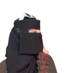 Niqab Nose Piece Hijab for Women & Girls | Soft Cotton Namaz Prayer Head Scarf | Short Naqab Hijab | Comfortable Breathable Islamic Wear | Black - Image 2