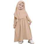 ODASDO Newborn Infant Baby Girls Muslim Abaya Prayer Dress with Hijab Middle East Arabian Dubai Robe Ramadan Eid Clothes - Image 2
