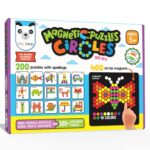PLAY PANDA Magnetic Puzzle Set for Kids, Big Circles with 400 Magnetic Shapes with Magnetic Board,100 Puzzle Book & 200 Puzzle Patterns, Display Stand and Storage Tray Indoor Educational Toy - Image 2