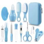PandaEar Baby Healthcare and Grooming Kit, Baby Safety Set Baby Comb, Brush, Finger Toothbrush, Nail Clippers, Scissors, Nasal Aspirator, Baby Essentials Nursery Care Kit (Blue) - Image 2