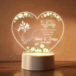 Personalized Muslim Couple Acrylic LED Lamp | Custom Name Islamic Wedding Gift Night Light | Nikah Anniversary Bedroom Decor Warm Light USB Powered White Base | (5.5x5.5 Inch) - Image 2
