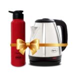 Pigeon 1.5 litre Hot Kettle and Stainless Steel Water Bottle Combo used for boiling Water, Making Tea and Coffee, Instant Noodles, Soup with Auto Shut- off Feature, 1300 W - Image 2