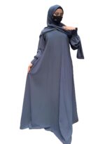 Plain simple burqa with chun sleeves a perfect fit burqa Hijab For Girls And Women suitable up to 65kg body weight and has NO DUPATTA (Grey) - Image 2