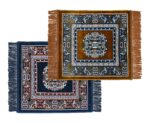Prayer Aasan/Mat Traditional Design Velvet Aasan | Meditation Prayer Carpet Mat | Pooja Aasan Mat | Multipurpose Premium Velvet Rug Mat Pack of 2-Blue, Brown - Image 2