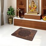 Premium Chenille Velvet Multipurpose Decorative Sitting Prayer Mat/Aasan/Pad/Sedge for Pooja, Yoga, Dinner (Size 2 Ft X 2 Ft) (Brown) 2 Pcs - Image 2