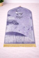 Premium Turkish Velvet Janamaz Prayer Mat | Soft & Luxurious Namaz Aasan | Non-Slip Prayer Mat for Daily Salah | 44x27 Inch | Lavender - Image 2