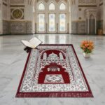 Premium Velvet Namaz Mat with Mosque Design 27X50 inches | Soft Prayer Mat (Janamaz) for Salah & Daily Namaz | Anti-Slip, Lightweight & Foldable | Ideal for Home, Mosque & Travel (MAROON) - Image 2