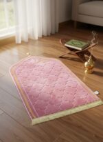 Premium Velvet Prayer Mat | Traditional Islamic Musalla | Personalized Janamaz with Name Customization | 70 x 110 cm | Pink | for Wedding, Engagement, Gifting Purpose - Image 2