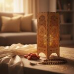 Premium Wooden Allah Laser Cut Lantern with Candle Holder Islamic Ramadan & Eid Table Decor Warm Glow Home Decoration (8 Inch) - Image 2