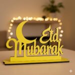 Ramadan Mubarak 3D Wooden Showpiece Table Decor, Islamic Festival Ornament, Eid Al-Fitr Holiday Decoration Items for Home, living room - Eid mubarak decoration items (RKM-36) - Image 2