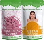 Rose Petal Powder & Ubtan Powder Combo | 100% Pure & Natural Herbal Face Pack Powders | Skin Brightening, Tan Removal, Deep Cleansing & Natural Glow | Chemical-Free Ayurvedic Skincare (Pack Of 2) - Image 2
