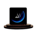 SIGNOOGLE Islamic Muslim Allah Theme Wooden Printed Car Dashboard Idol Showpiece Accessories for Gift Table Home House Office Decor L x H 3 x 3 Inches - Image 2