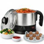 SOLARA Electric Kettle Multipurpose 1.5 Litre, 600 Watts, Stainless Steel Body with Glass Lid, 3 Boiling Modes, for Hot Water, Milk, Tea, Coffee, Cooking Oats, Noodles, Soup, Egg Boiler Machine-Black - Image 2