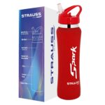 STRAUSS Spark Stainless-Steel Bottle | Leak-Proof Water Bottle | Water Bottle for Travel, Hiking, Trekking, Home, Office & School | Non-Toxic & BPA Free Steel Bottles | 750 ml,(Rubber Finish Red) - Image 2
