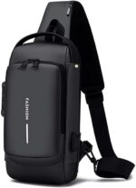 SaleOn Waterproof Chest Bag USB Crossbody Sling Bag Men Crossbody Bag For Men Anti Theft USB Shoulder Bag Man Cross Body Travel Sling Chest Sports Style Shoulder Bag - Image 2