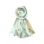 Scarf Woman Floral Print Premium Mal Mal Textured Cotton Scarves with Tassels | Hijab Scarf | Headscarf | Neck Scarf | Stoles | Wraps | Size 71" L x 33" W - Image 2