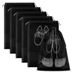 Set of 6 Shoe Bag for Travel & Storage, Shoe Cover for Travelling, Shoe Organizer for Women & Men, Shoe Pouches with Clear Window, Shoe Bags with Drawstring Closure (Black - Pack of 6) - Image 2
